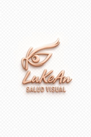 LukeAm Salud Visual logo featuring a stylized eye symbol in rose gold with company name and tagline